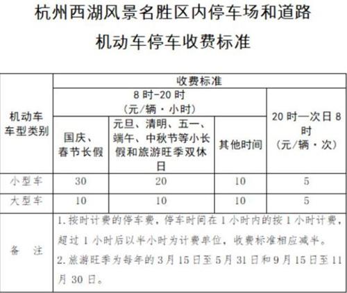 2022杭州西湖景区中秋节泊车免费标准