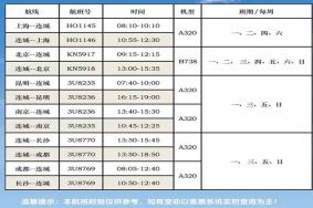 冠豸山机场冬春航班时刻表