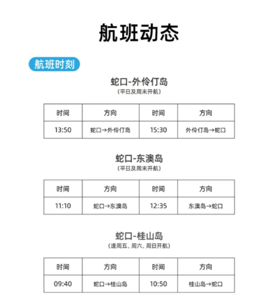 2022深圳蛇口至各海岛往返航线复航