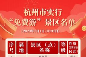 2023杭州免费游景区名单