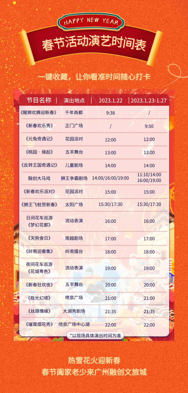 2023广州融创乐园春节活动时间表