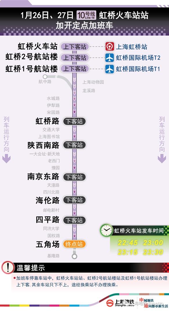 2023上海春節期間地鐵運營時間調整