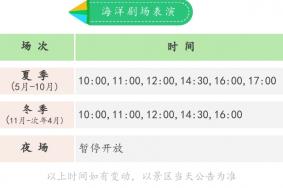 北海海洋之窗表演时间