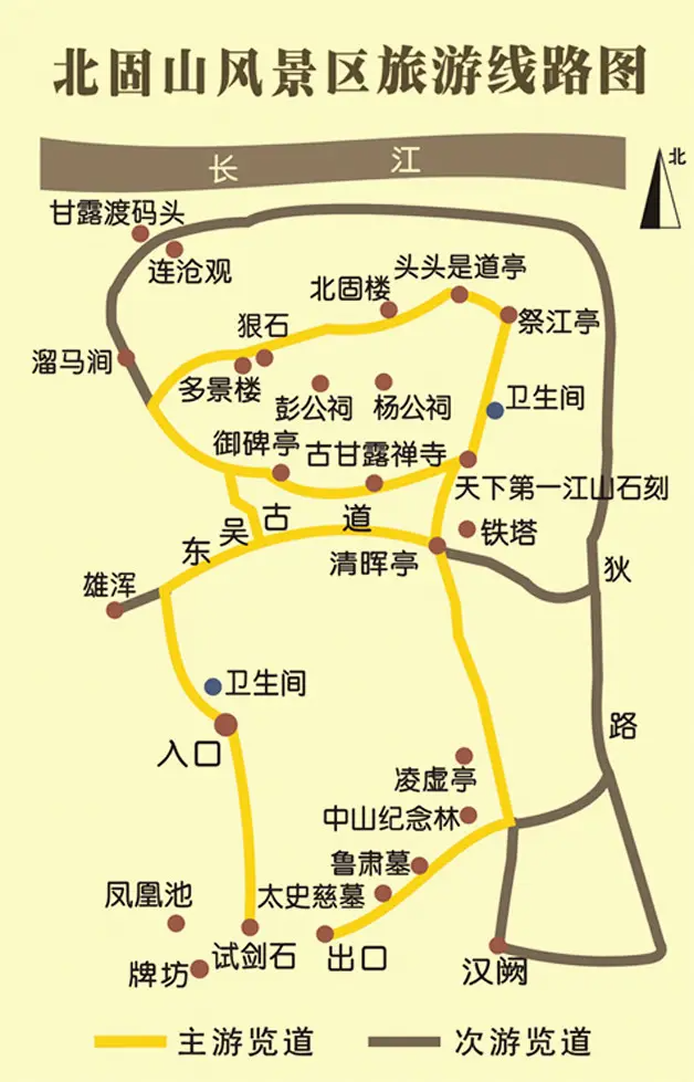 镇江北固山一日游最佳路线 附路线图