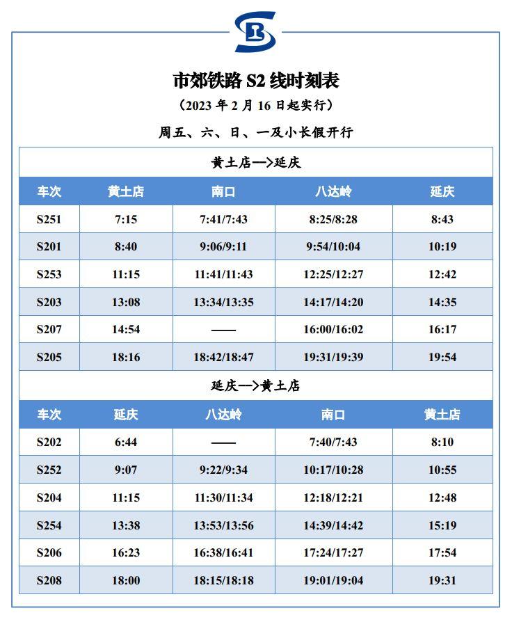 2023北京赏花火车时间表