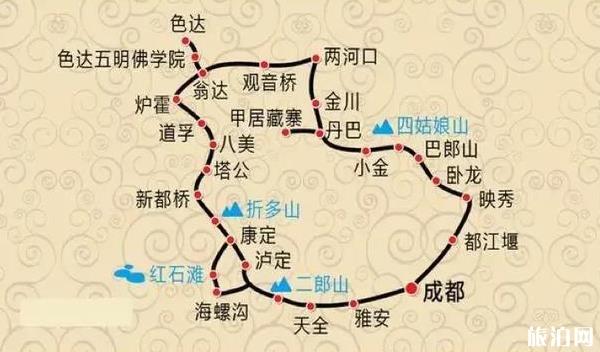 川西自驾游最佳线路图推荐 3天至8天的行程全给安排上