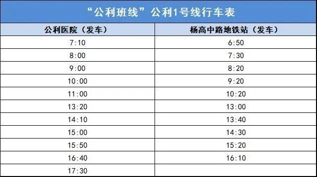 上海公利班線運營時間表2023