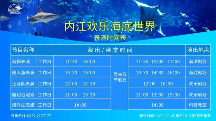 2023内江海底世界表演节目时间表