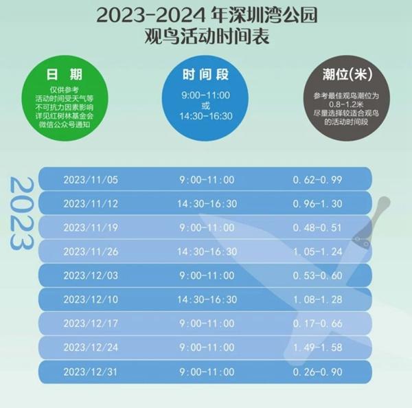 2023深圳湾公园观鸟活动时间