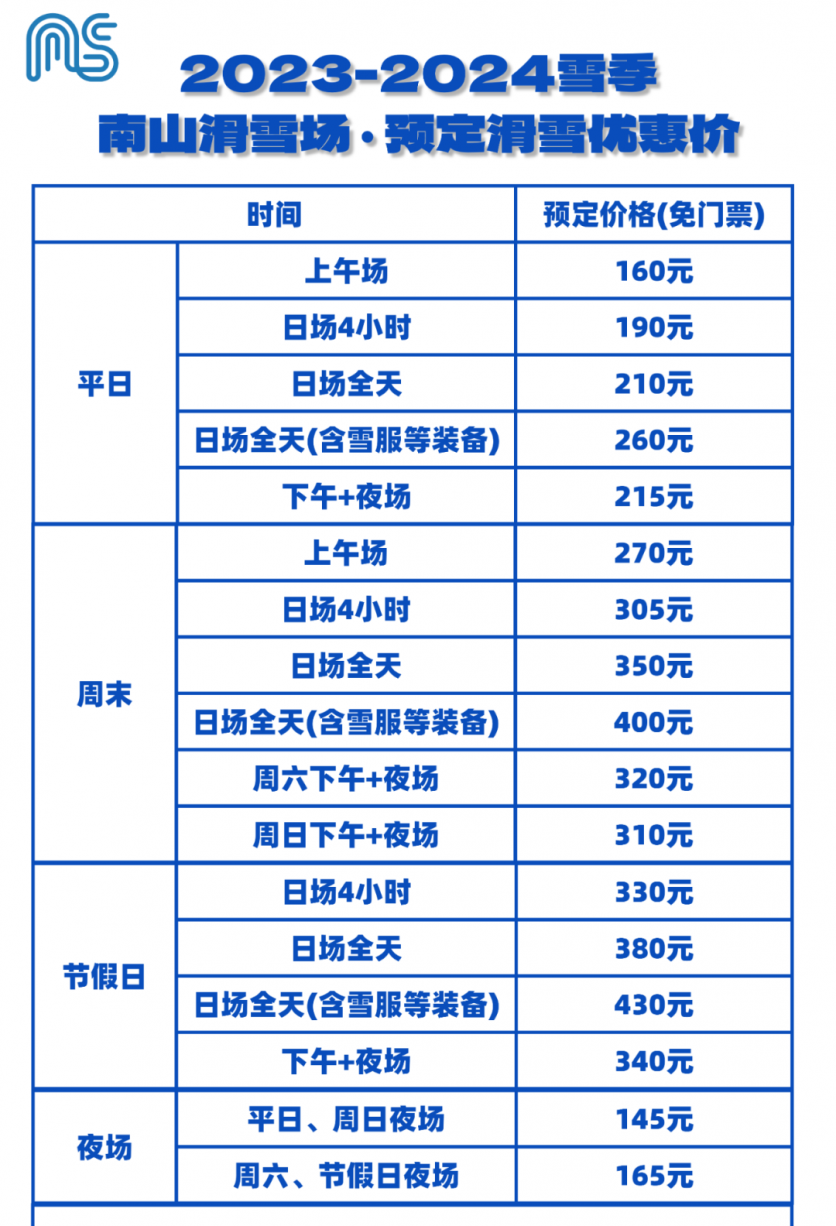 2023-2024北京南山滑雪場(chǎng)門(mén)票多少錢(qián)一張