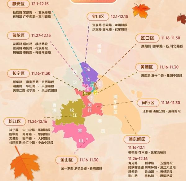 2023上海落葉不掃景觀道路的地方有哪些