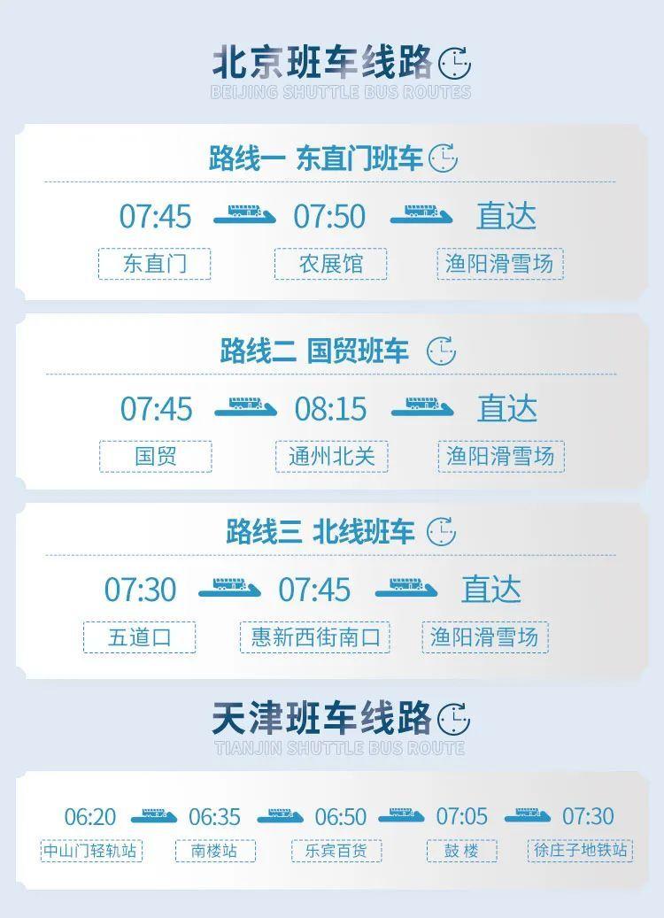 2023-2024北京渔阳国际滑雪场班车路线+时刻表+车票价格