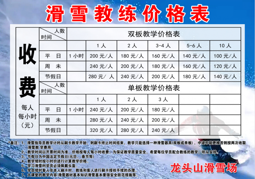 2023-2024雪季龍頭山滑雪場門票多少錢一張