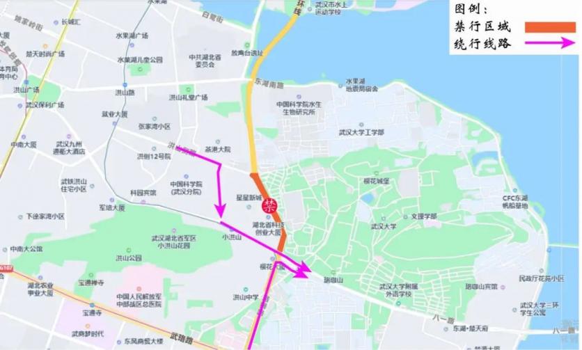 2024年3月16日起武汉各大景区景点（含武大、东湖）周边道路限行通知