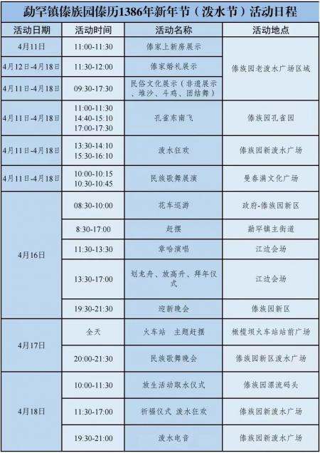 2024西双版纳傣族园泼水时间