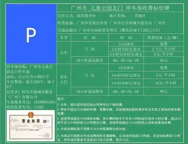 广州儿童公园门票收费标准