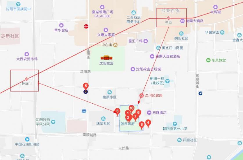 222路,257路,273路,290路公交车到大南门站下车步行即可前往大帅府