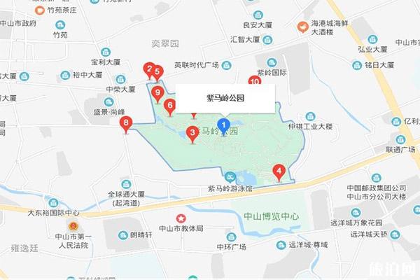 中山市紫马岭公园地图图片
