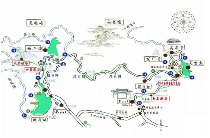 天竺山森林公园地图图片