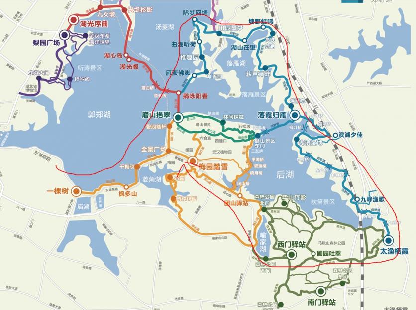 武汉东湖绿道线路图图片