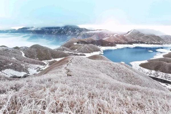 全州天湖风景区雪景图片