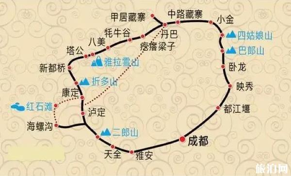 阿壩甘孜自駕五日遊川西自駕遊的經典路線圖,少敘3天-8天